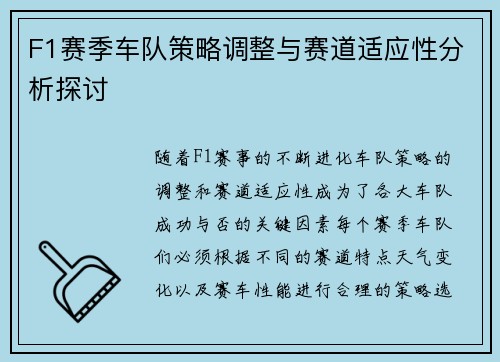 F1赛季车队策略调整与赛道适应性分析探讨