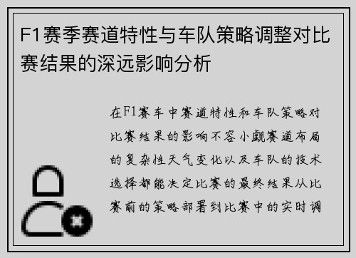F1赛季赛道特性与车队策略调整对比赛结果的深远影响分析